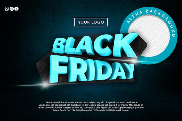 Black friday 3d render logo voor november black friday retail compositie