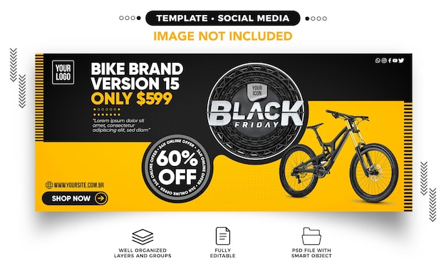 PSD black friday 3d render social media banner for marketing campaigns in brazil in portuguese