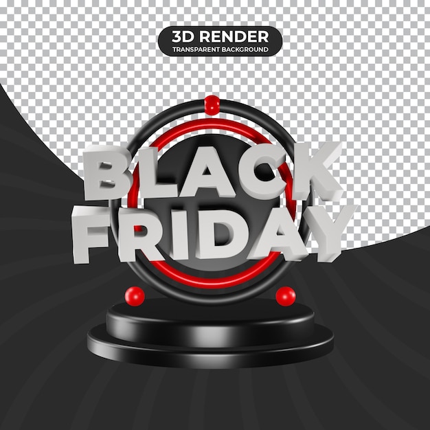 Rendering 3d del black friday con podio