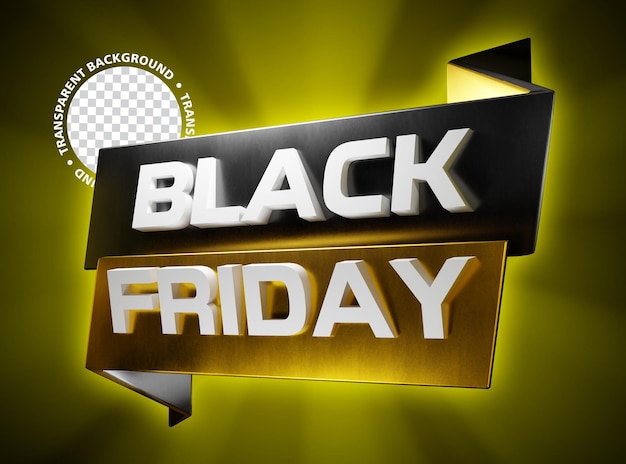 PSD black friday 3d render yellow ribbon