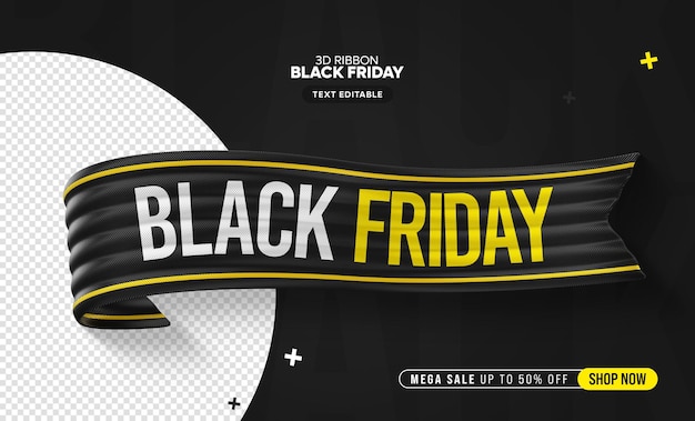 PSD black friday 3d ribbon mega offerta di vendita