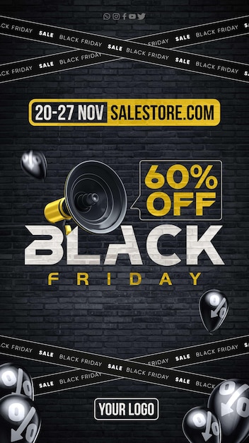 Black friday 3d social media stories voor instagram met superaanbiedingen