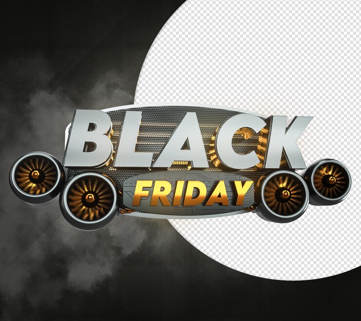 PSD black friday 3d stamp with neon for retail and commerce sale