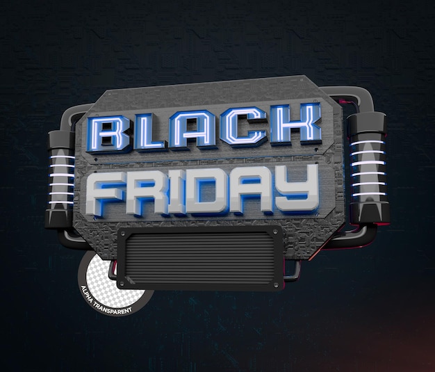 Black Friday, 3d stempel met blauwe leds en ruimte voor logo