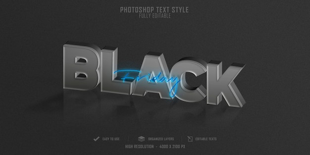 Black friday 3d text style effect