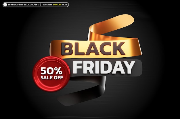 PSD black friday 3d voucher met bewerkbaar teksteffect