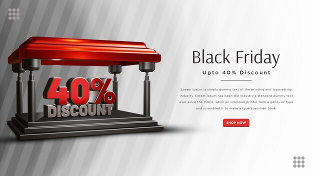 Black friday 40 percent discount banner design