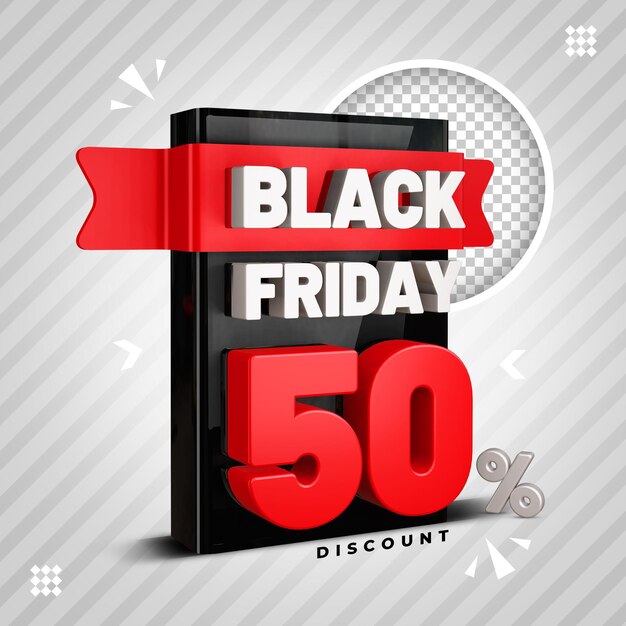 Black friday 50 percento 3d design psd