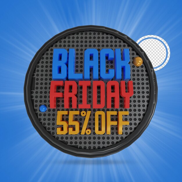 PSD black friday 55 percent discount 3d render