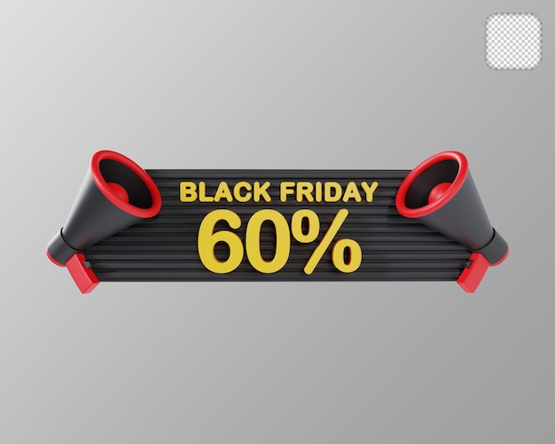 Black friday 60 percent off 3d illustration