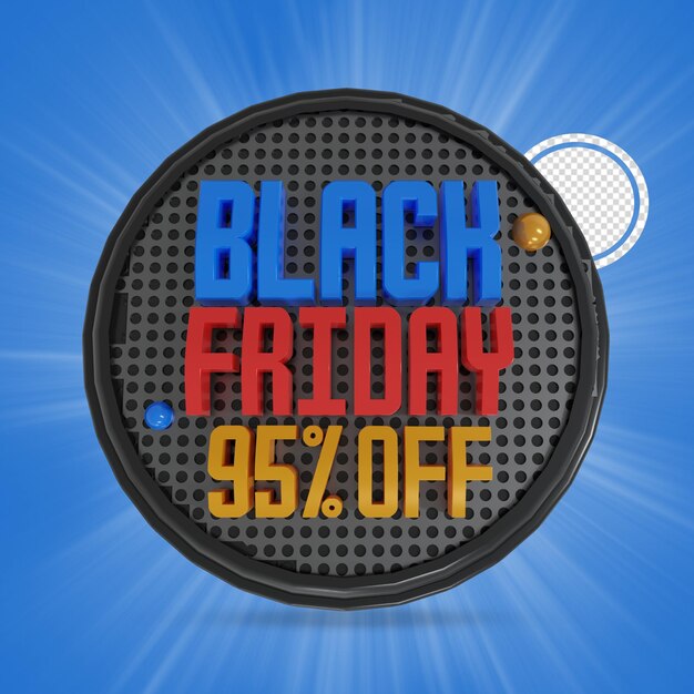 PSD black friday 95% di sconto 3d rendering