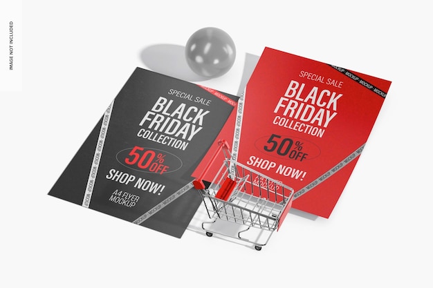 Black friday a4 flyers mockup