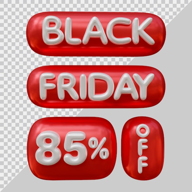 Black friday-aanbieding met 85 procent korting in moderne 3d-stijl