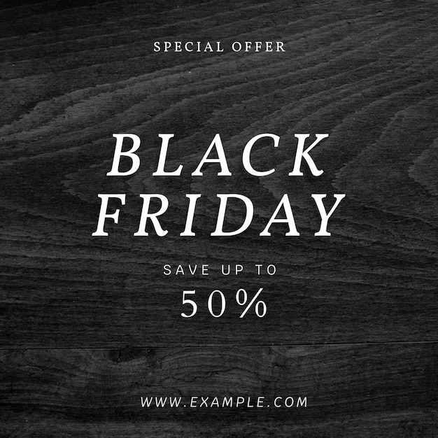 PSD black friday-advertentie op houten getextureerde instagram-sjabloon