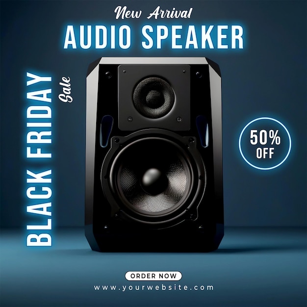 PSD black friday audio speaker verkoop banner sjabloon