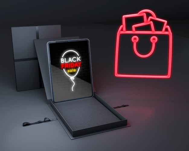 PSD black friday background with tablet mock-up