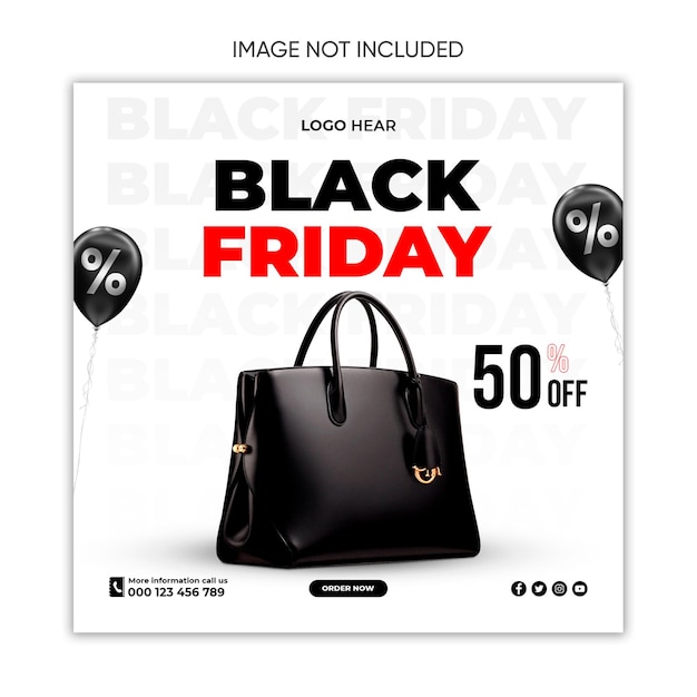 PSD vendita borsa black friday socila media post design