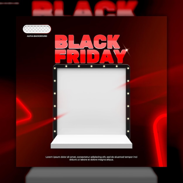 PSD bandiera del black friday 3d rende