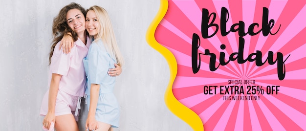 Black friday banner mockup with image