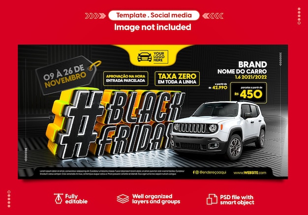 PSD banner del black friday per la promozione delle vendite sui social media