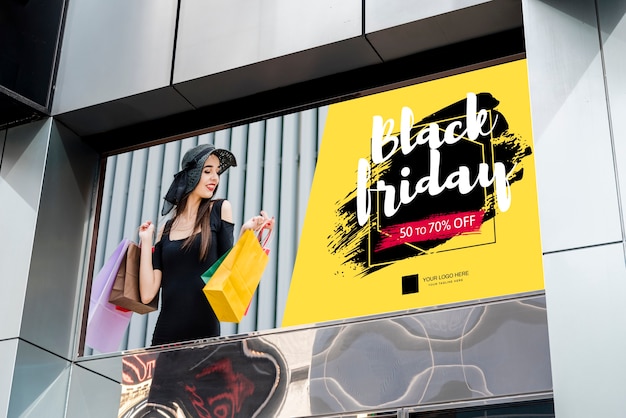 Black friday billboard on building