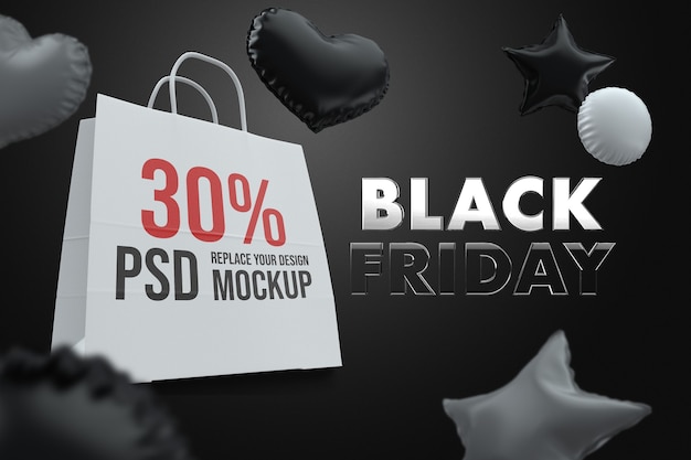 Black friday-boodschappentas mockup design