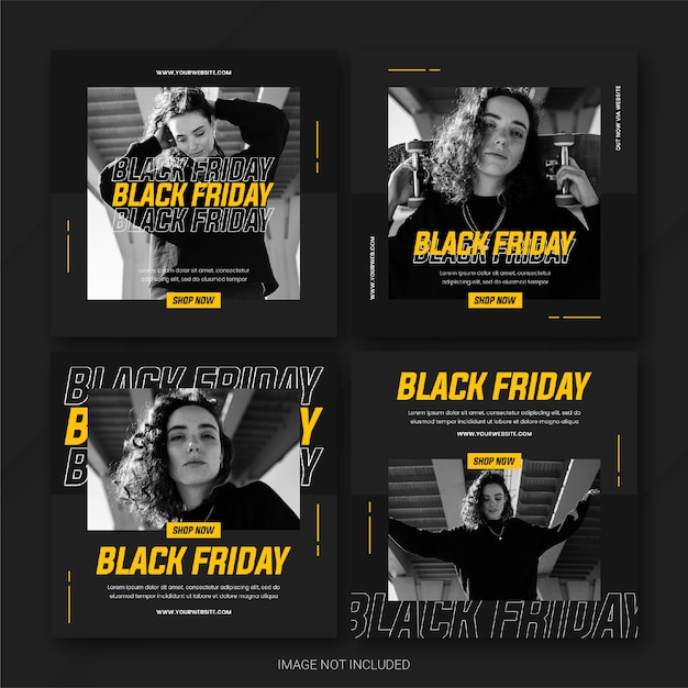 PSD the black friday campaign instagram post bundle template