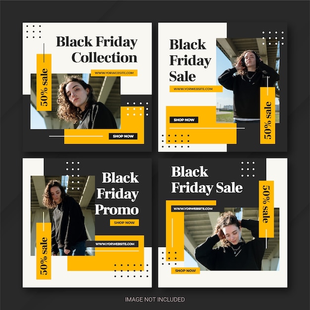 PSD the black friday campaign instagram post bundle template