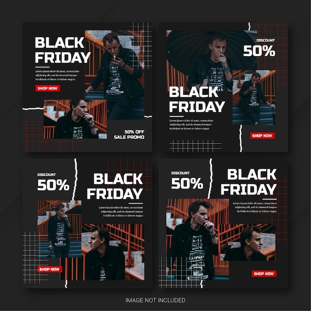 PSD il modello di bundle post instagram della campagna del black friday