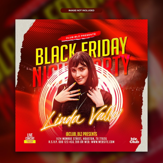 Black Friday Club Party Flyer and Social Media Post Template