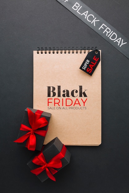 black friday concept mock-up on black background