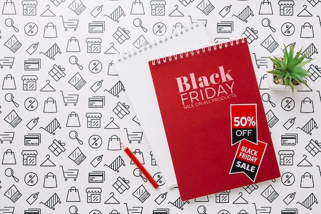 PSD black friday concept mock-up with notebook