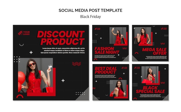 Black friday concept social media post template