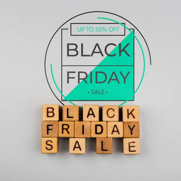 PSD black friday concept with cubes on plain background