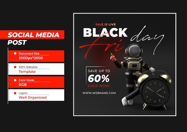 Black friday digital concept instagram en social media post ban