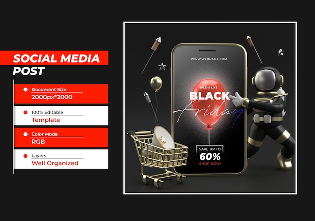 PSD black friday digital concept instagram en social media post ban