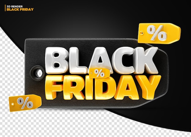 Black Friday Discount Offer Label 3D Tag Render for composition