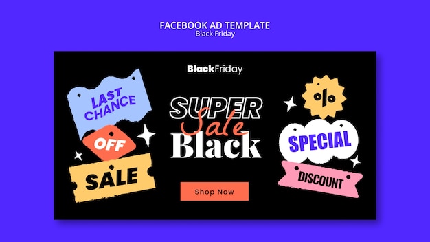 PSD modello facebook di sconti per il black friday