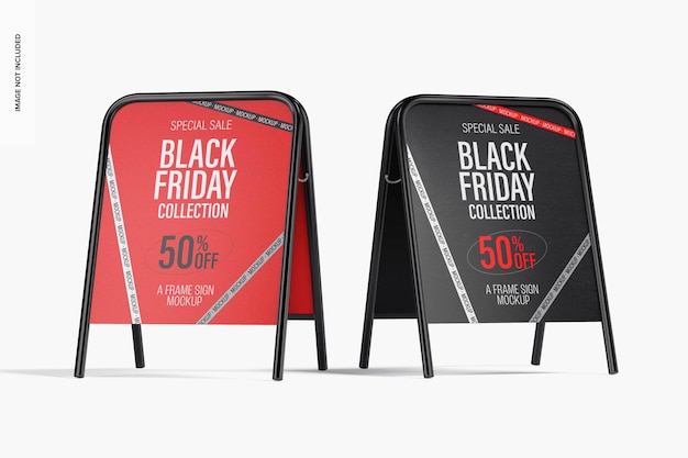 PSD black friday een frame teken mockup, perspectief