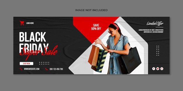 PSD black friday facebook cover social media and web banner template