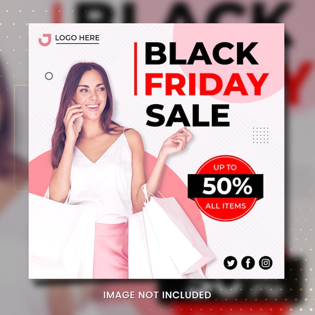 PSD modello di banner di moda del black friday