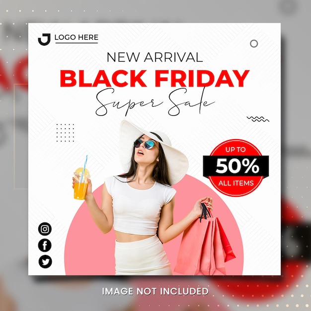 PSD modello di banner di moda del black friday