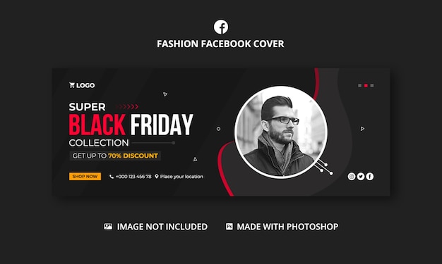 Black friday fashion collection facebook cover banner template