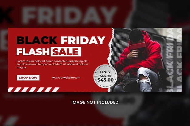 PSD banner di facebook per la copertina della moda del black friday