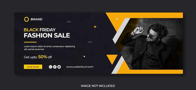 PSD black friday fashion sale social media banner and facebook cover photo design template