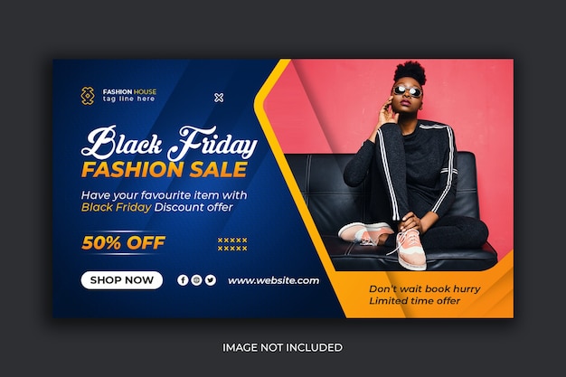 Black friday fashion sale social media banner instagram post template