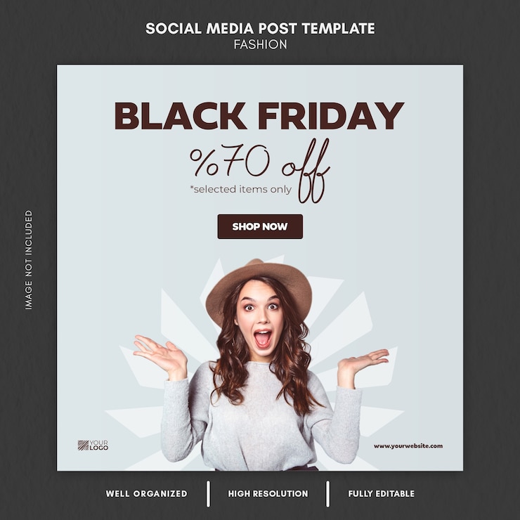PSD black friday fashion social media post template