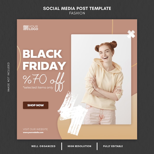 Modello di post sui social media di moda black friday