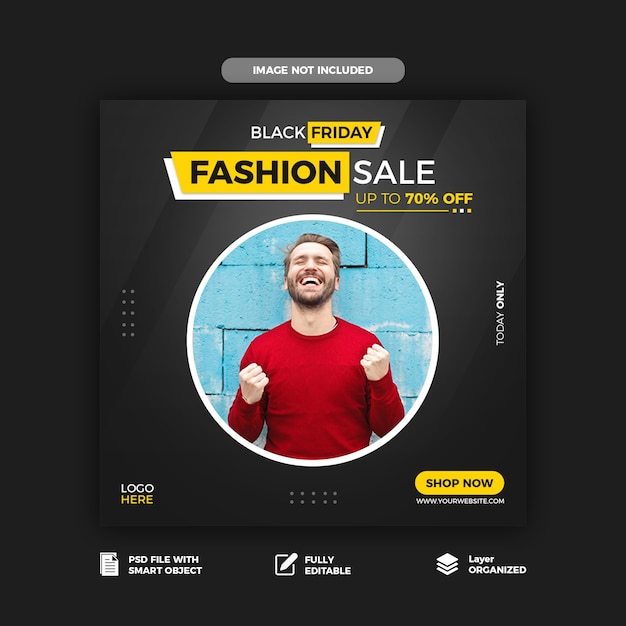 Black friday fashion social media post template