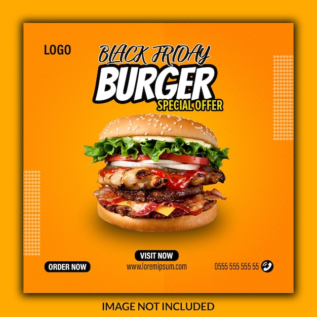 Black friday fast food super sale social media post templates